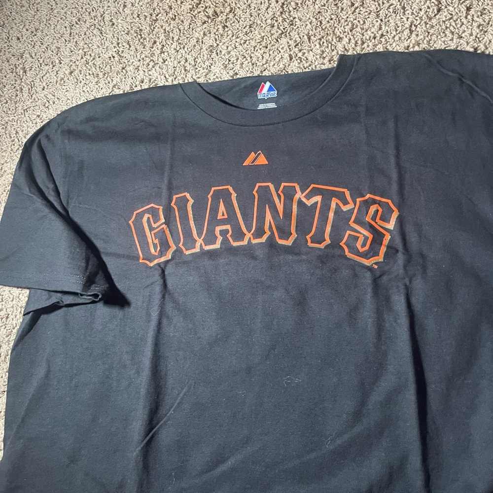Majestic Black T-Shirt with Orange Giants Logo